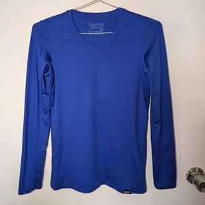 Patagonia Blue Long Sleeve V-Neck Shirt